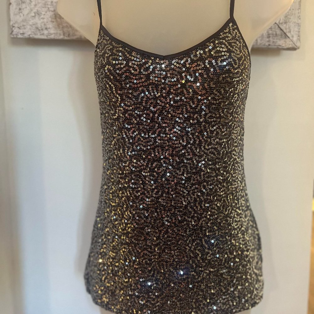 EXPRESS XS silver sequin top